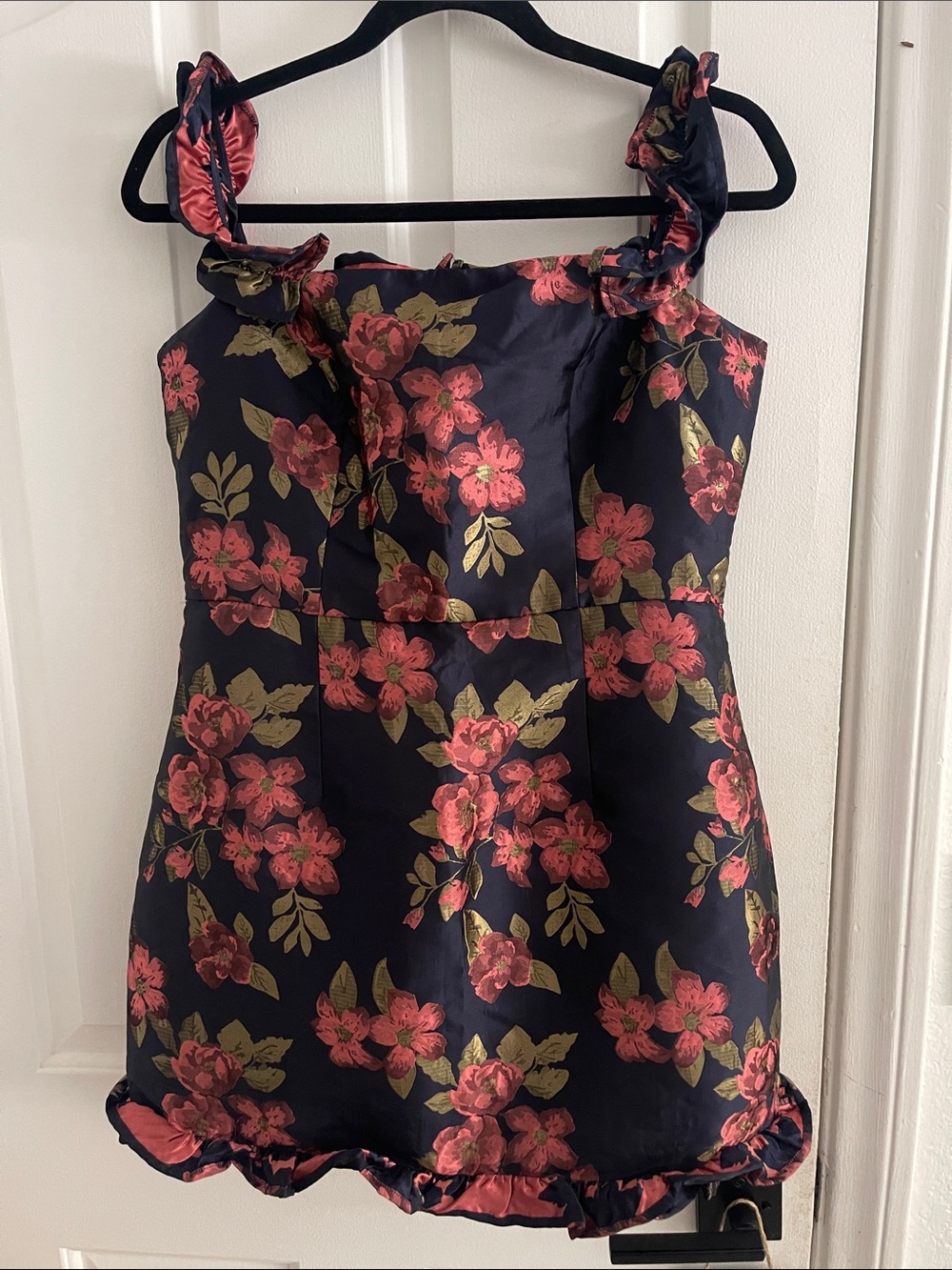 Lulu's Navy Floral Mini Dress with Pink Blossoms